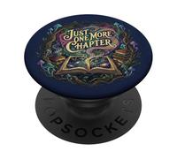 Just One More Chapter Book Lover Librarian Bookish Navy Blue PopSockets PopGrip Adesivo