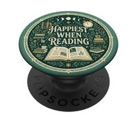 Just One More Chapter Book Lover Librarian Green Bookish PopSockets PopGrip Adesivo