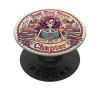 Just One More Chapter Book Reading Floral Skeleton Bookish PopSockets PopGrip Adesivo