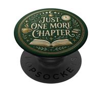 Just One More Chapter Book Reading Librarian Green Bookish PopSockets PopGrip Adesivo