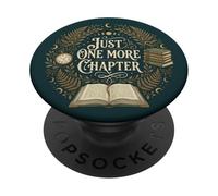 Just One More Chapter Book Reading Theme Dark Green Bookish PopSockets PopGrip Adesivo