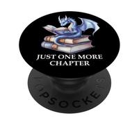 Just One More Chapter Book Worm Dragon Reading Lover Bookish PopSockets PopGrip Adesivo