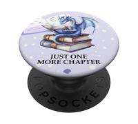 Just One More Chapter Book Worm Purple Dragon Reading Lovers PopSockets PopGrip Adesivo