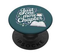 Just One More Chapter Bookish Book Reading Botanical Teal PopSockets PopGrip Adesivo