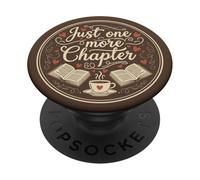 Just One More Chapter Bookish Book Reading Hearts Brown PopSockets PopGrip Adesivo