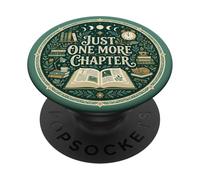 Just One More Chapter Bookish Reading Green Teal Book Lover PopSockets PopGrip Adesivo