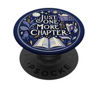 Just One More Chapter Bookish Reading Navy Blue Book Lover PopSockets PopGrip Adesivo