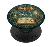 Just One More Chapter Reader Bookish Fantasy Dragon Green PopSockets PopGrip Adesivo