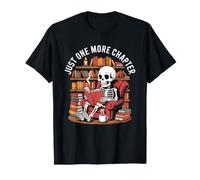 Just One More Chapter - Scheletro Reading Book Lover Coffee Maglietta