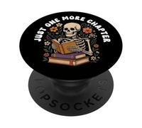 Just One More - Scheletro floreale per amanti dei libri PopSockets PopGrip Adesivo