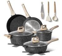 JUST PERFECTO Batteria Pentole e Padelle a Induzione, Set Padelle Antiaderenti Per tutti i piani cottura, Batteria di pentole antiaderente con Coperchi, set pentole induzione senza pfoa e ptfe