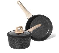 Just Perfecto Set Padella 20cm + Casseruola 18cm con Coperchio, Set da Cucina Compatibile con Induzione, Rivestimento Antiaderente Senza PFAS né PFOA, Alluminio di Alta Qualità, Manico Termoisolante