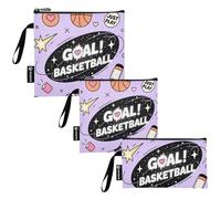 Just Play Basket Ball - Confezione da 3 sacchetti riutilizzabili per bambini, impermeabili, per la scuola, per il pranzo, per amici del campeggio e attrezzi