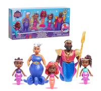 Just Play Set di personaggi Disney Junior Ariel Royal Family, 6 pezzi, personaggi da collezione alti 11,4 cm, giocattoli per bambini dai 3 anni
