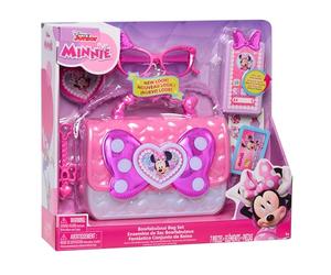 Just Play Set di Borsa con Il Fiocco di Minni Disney Junior, 7 Pezzi, Effetti Luminosi e sonori, Gioco di finzione, Giocattoli per Bambini dai 3 Anni