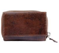 Just Portafoglio da donna in vera pelle RFID marrone con scatola, formato orizzontale 9 x 6,5 cm, marrone, Portafoglio RFID