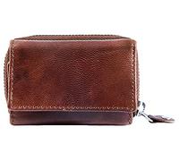Just Portafoglio da donna in vera pelle RFID marrone con scatola, formato orizzontale 9 x 6,5 cm, marrone