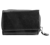 Just Portafoglio da donna in vera pelle, RFID nero, con scatola, formato orizzontale, 9 x 6,5 cm, Nero