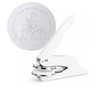 JUST REFINE® Ex Libris Timbro personalizzato - Pinza per goffratura per carta - Ideale come regalo o per occasioni speciali - Diversi motivi (menta, guardia delle stelle) (Bianco, Floris)