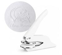JUST REFINE® Ex Libris Timbro personalizzato - Pinza per goffratura per carta - Ideale come regalo o per occasioni speciali - Diversi motivi (menta, guardia delle stelle) (Bianco, Luna Libris)