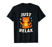 Just Relax, Gatto Meditazione Divertente Design Zen Maglietta