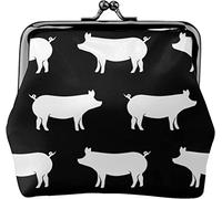 Just s Portamonete in Pelle da Donna Nero, Portamonete Piccolo con Chiusura a Fibbia Kiss-Lock Portafoglio con Fibbia per Regalo Ragazza