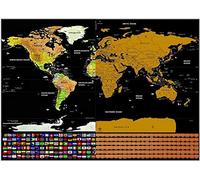Just-Sale - Mappa del mondo XL, da grattare, 82 x 59,5 cm, colore: Nero