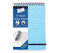 Just Stationery - Blocco per appunti spiralato Neon, copertina in polipropilene, 100 x 150 mm, confezione da 4