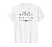 Just Trying My Best Cross Stitch Graphic Funny Design Maglietta