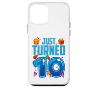 Just Turned 10 Birthday Boy Rocket Blue Party Custodia per iPhone 12 mini