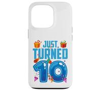 Just Turned 10 Birthday Boy Rocket Blue Party Custodia per iPhone 13 Pro