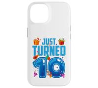 Just Turned 10 Birthday Boy Rocket Blue Party Custodia per iPhone 14