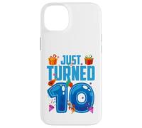 Just Turned 10 Birthday Boy Rocket Blue Party Custodia per iPhone 14 Plus