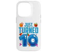 Just Turned 10 Birthday Boy Rocket Blue Party Custodia per iPhone 14 Pro