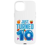 Just Turned 10 Birthday Boy Rocket Blue Party Custodia per iPhone 15 Plus
