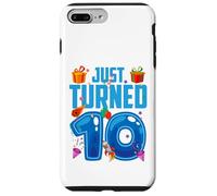 Just Turned 10 Birthday Boy Rocket Blue Party Custodia per iPhone 7 Plus/8 Plus