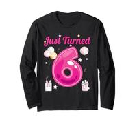 Just Turned 6 Pink Birthday Party Outfit Kids Maglia a Manica