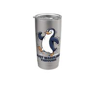 Just Waddling Through Cute Penguin Cartoon Bicchiere termico in acciaio inox doppia parete