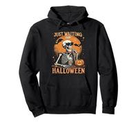 Just Waiting for Halloween - Divertente Lanterna con Scheletro Jack O Felpa con Cappuccio