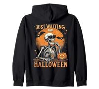 Just Waiting for Halloween - Divertente Lanterna con Scheletro Jack O Felpa con Cappuccio
