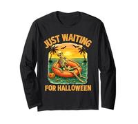 Just Waiting For Halloween - Funny Skeleton Summer Halloween Maglia a Manica