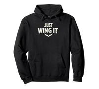Just Wing It: Ali d'Angelo motivazionali Felpa con Cappuccio, Unisex per Adulti, Nero, L