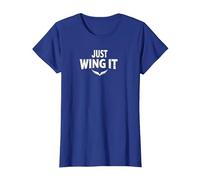 Just Wing It: Ali d'angelo motivazionali Maglietta, Donna, Blu Reale, L