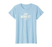 Just Wing It: Ali d'angelo motivazionali Maglietta, Donna, Celeste, L