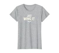 Just Wing It: Ali d'Angelo motivazionali Maglietta, Donna, Grigio Melange, S