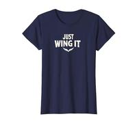 Just Wing It: Ali d'angelo motivazionali Maglietta, Donna, Navy, L