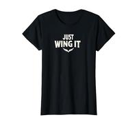 Just Wing It: Ali d'angelo motivazionali Maglietta, Donna, Nero, L