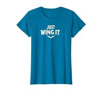 Just Wing It: Ali d'Angelo motivazionali Maglietta, Donna, Zaffiro, M