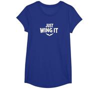 Just Wing It: Ali d'angelo motivazionali Maglietta, Ragazze, Blu Reale, L