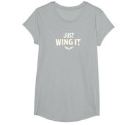 Just Wing It: Ali d'Angelo motivazionali Maglietta, Ragazze, Grigio Melange, M